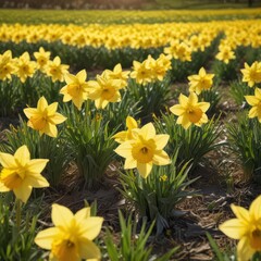 Fototapeta premium daffodils in spring, daffodils in the garden, yellow daffodils in spring