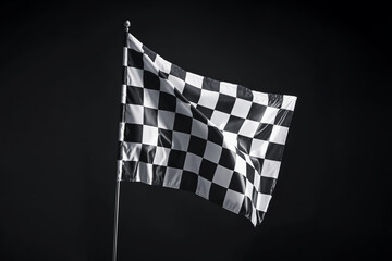 One racing checkered flag on black background