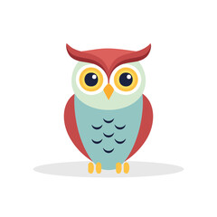 Vector Illustration of Red Owl, Cute Bird Illustration for icons and decor.