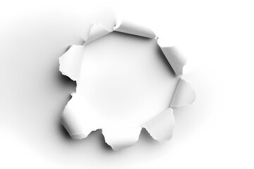 Torn Hole In White Paper