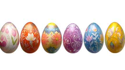 Easter eggs pattern, colorful, decorative, whimsical eggs, cut out transparent