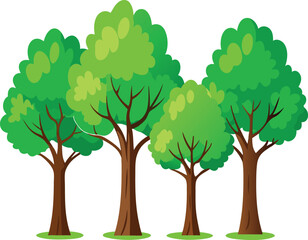 Obraz premium Green nature vector illustration of a tree with green leaves, showcasing its leafy branches in a spring or summer season design