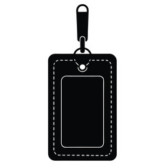 isolated Black vector military id tag holder on white background