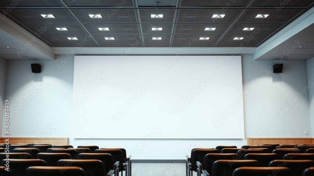 Poster Empty Auditorium with Blank Projection Screen Ready for Presentation