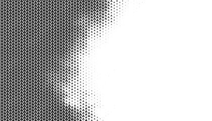Black and white abstract geometric pattern with transition effect with halftone shape for sporty background. Vector Format Illustration 