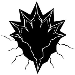 Glacial Crack vector silhouette black design white background