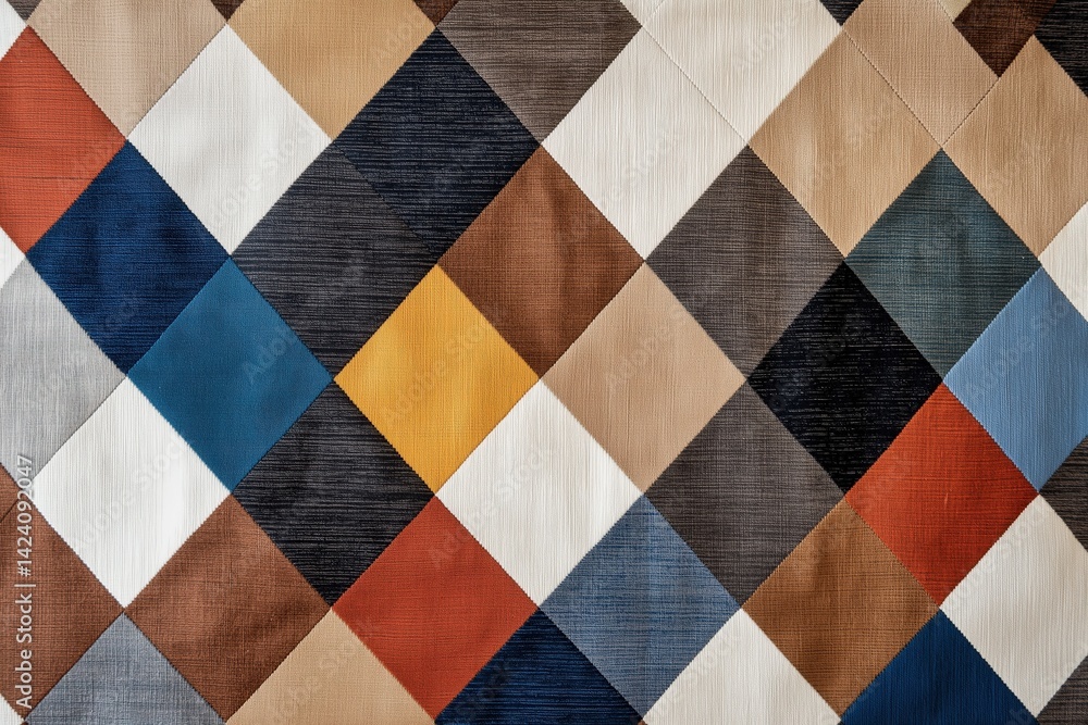 Poster a colorful geometric pattern featuring diamonds in various shades, creating a visually appealing tex