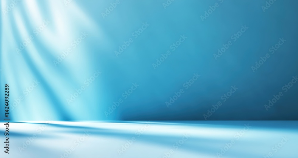 Aufkleber a serene blue backdrop with soft light rays creating a calm and peaceful atmosphere.