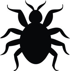 Black spider silhouette, a creepy arachnid insect vector illustration