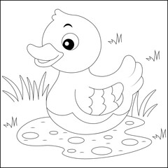 A happy duck splashing in a puddle.