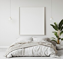 Cozy Modern Bedroom with Blank Canvas and Stylish Decor Elements