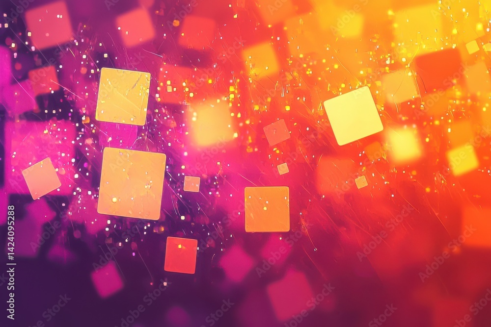 Wall mural vibrant colorful abstract background with floating geometric shapes