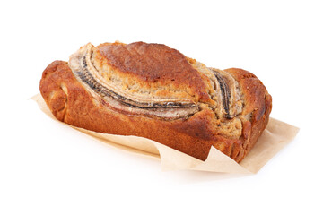 Delicious whole banana bread isolated on white