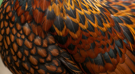 Exotic plumage display: Intricate golden pheasant feather pattern detail
