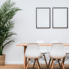 Modern Minimalist Interior with Stylish Chair and Green Plant Decor