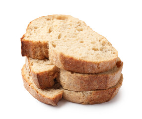 Pieces of fresh bread isolated on white