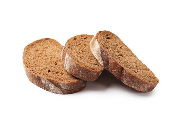 Pieces of fresh bread isolated on white