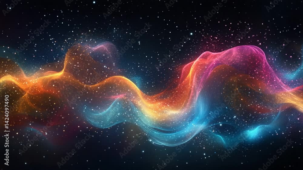 Poster abstract colorful nebula in deep space animated background perfect for visual effects