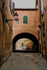 The narrow streets of the city of Ferrara (Emilia Romagna, Italy)
