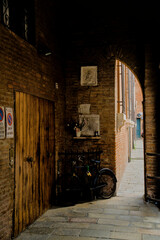 The narrow streets of the city of Ferrara (Emilia Romagna, Italy)