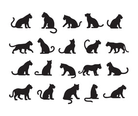 Tiger black silhouette vector illustration on white background