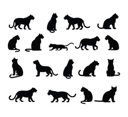 Tiger black silhouette vector illustration on white background