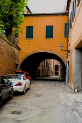 The narrow streets of the city of Ferrara (Emilia Romagna, Italy)