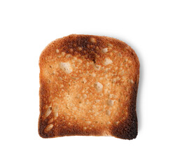 One piece of toast bread isolated on white, top view