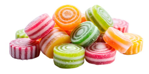 Colorful spiral hard candies arranged in a playful heap on a bright background hard candies, sweets, colorful, spiral, assortment, candy pile, vibrant, sugar, treat, dessert,