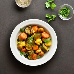 Stewed vegetables on plate