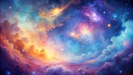 Naklejka premium Ethereal Watercolor Galaxy Background