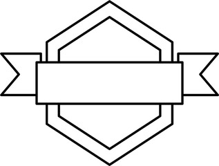 Clean outline ribbon badge in vector style. Perfect for logos, labels, banners, or frames in minimalist projects, vintage-style branding, packaging, and custom messages.