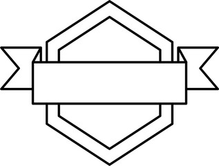 Clean outline ribbon badge in vector style. Perfect for logos, labels, banners, or frames in minimalist projects, vintage-style branding, packaging, and custom messages.