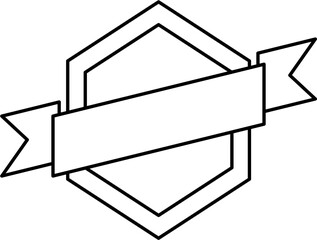 Clean outline ribbon badge in vector style. Perfect for logos, labels, banners, or frames in minimalist projects, vintage-style branding, packaging, and custom messages.