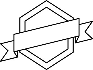 Clean outline ribbon badge in vector style. Perfect for logos, labels, banners, or frames in minimalist projects, vintage-style branding, packaging, and custom messages.