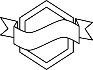 Clean outline ribbon badge in vector style. Perfect for logos, labels, banners, or frames in minimalist projects, vintage-style branding, packaging, and custom messages.