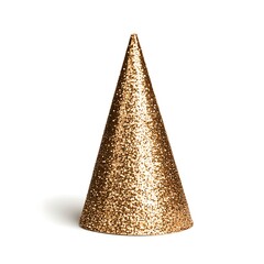 Fototapeta premium Gold Glitter Party Cone Hat Festive Celebration Decoration Sparkling Conical Cap Elegant Holiday Accessory New Years Eve Party Supplies
