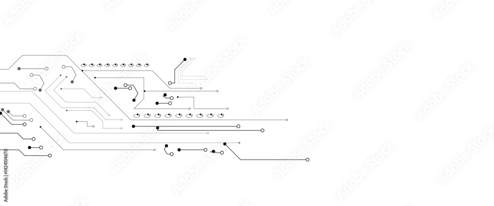 Aufkleber abstract grey circuit line technology pattern on white background, futuristic vector illustration of