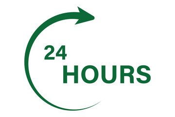 24 hours icon, 24 h vector on white background.
