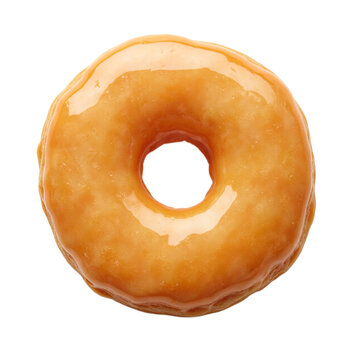 Isolated golden and glossy maple bar donut on white background