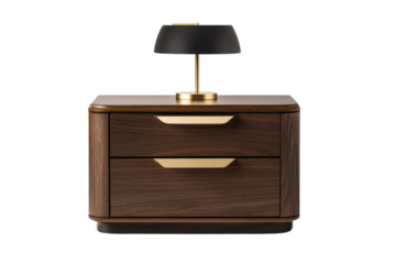 Nightstand with lamp isolated on transparent background