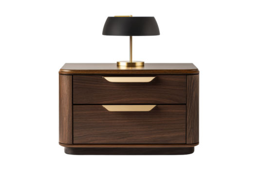 Nightstand with lamp isolated on transparent background