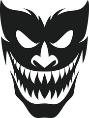 Sinister Grinning Face Silhouette for Horror Themes