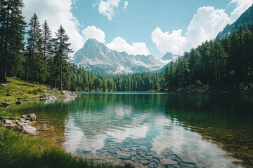 lake and mountains