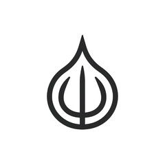 Fototapeta premium A minimalist black graphic symbol resembling a stylized drop with internal lines, representing a unique icon.