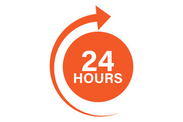 24 hours icon, 24 h vector on white background.