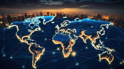 Logistics international delivery concept, World map with logistic network distribution on background.background for Concept of fast or instant shipping, Online goods orders worldwide