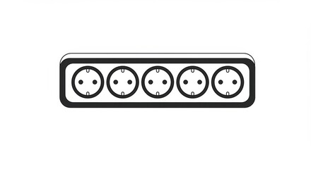 Fototapeta premium Five-Outlet Power Strip, Isolated on White, Graphic Style