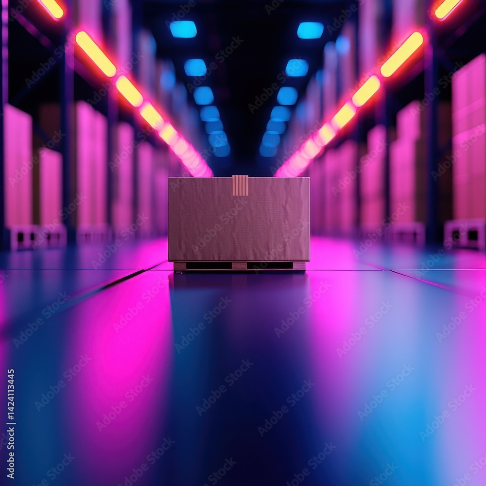 Poster optimizing e-commerce warehouse efficiency with digital twin analytics high-tech facility digital in