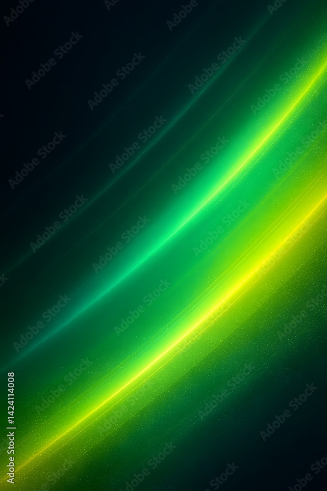 Poster vibrant abstract background with flowing green and yellow light streaks creating a dynamic energy ef